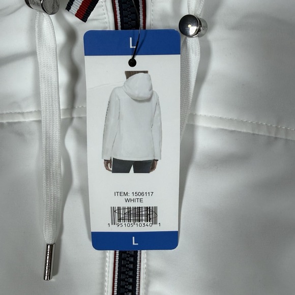 NWT Tommy Hilfiger Jacket Women's Large White Full Zip Softshell Hooded - Picture 6 of 13